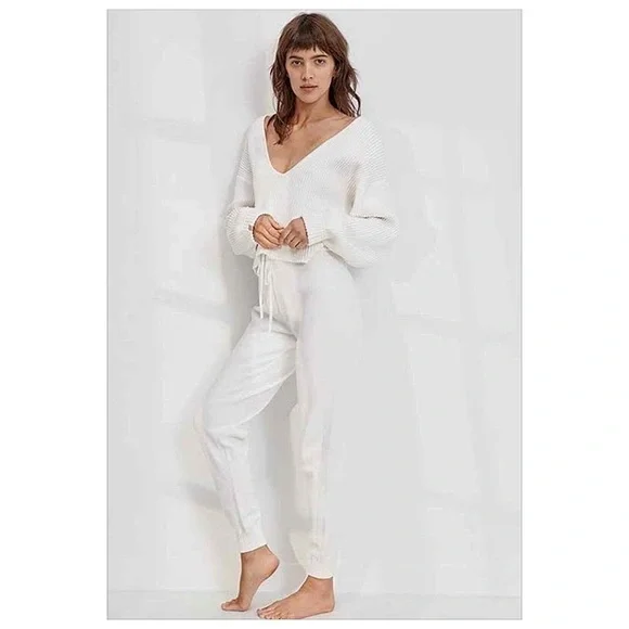 Lunya Cozy Cotton Silk Jogger Drawstring Pull On Sincere White NWT - Picture 3 of 8